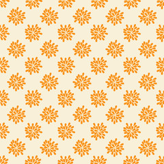 Seamless pattern with abstract orange flowers