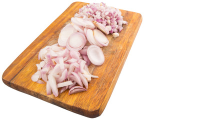 Chopped onions on a chopping board