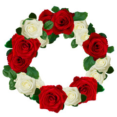 red and white roses wreath