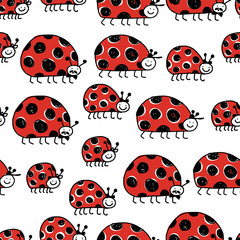 Ladybird family, seamless pattern for your design