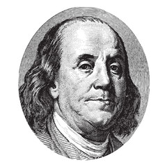 Benjamin Franklin portrait - obrazy, fototapety, plakaty