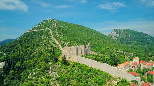 Mali Ston on Peljesac peninsula, aerial