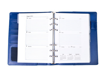Blank checked notebook calendar isolated on white background.
