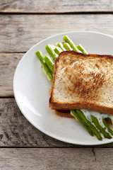 Asparagus with egg and bread c