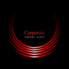 Glow red curve logo on black background