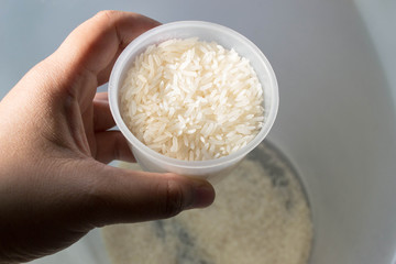 rice in measuring cup