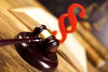 Wooden gavel barrister, justice concept, paragraph