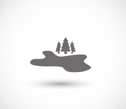 Lake and forest icon vector