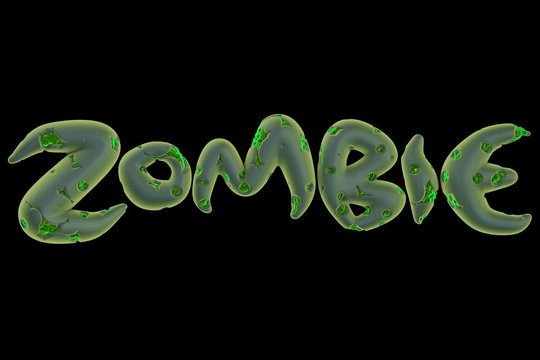 3d green zombie word on black