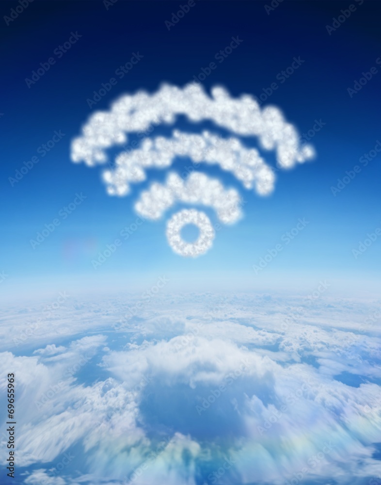 Poster Composite image of cloud in shape of wifi sign