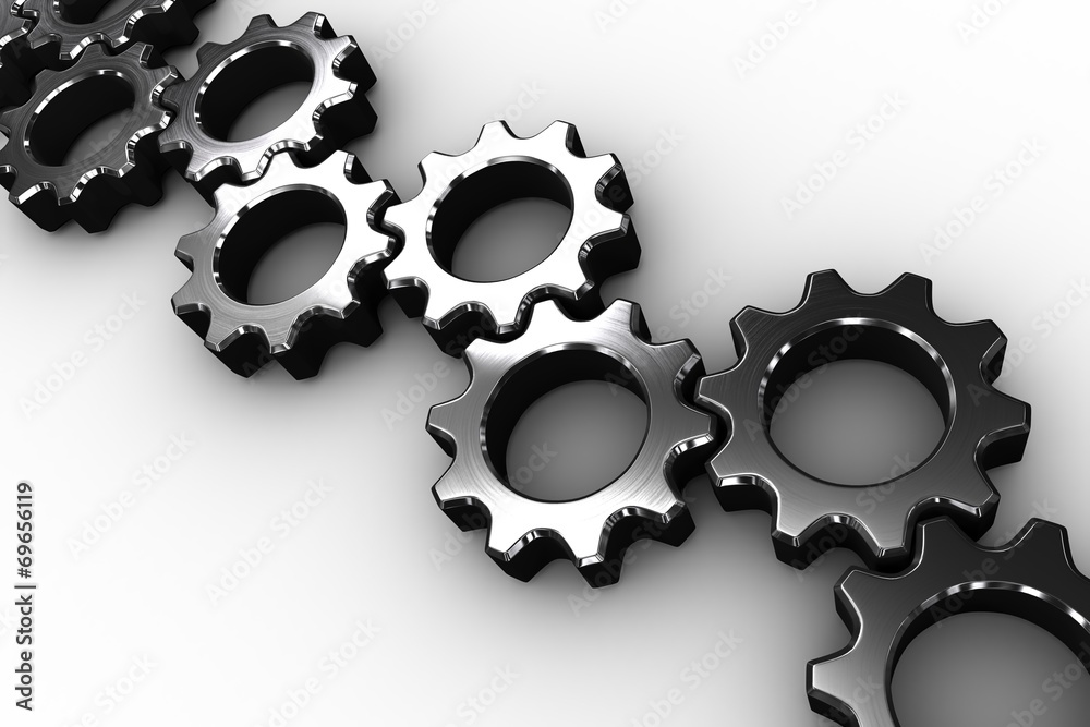 Poster many chrome cogs and wheels