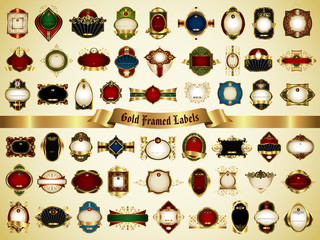 Set of gold framed labels - vintage style © bluepen