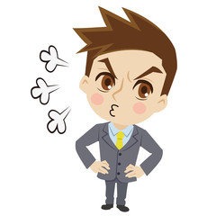 ふくれる二頭身ビジネスマン