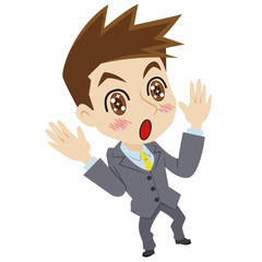 感激する二頭身ビジネスマン