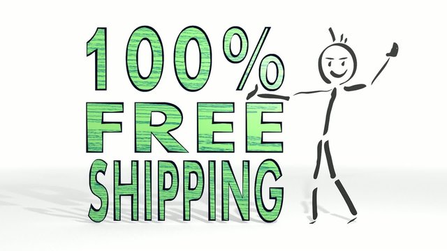 stick man presents a free shipping symbol