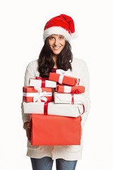 Smiling woman with christmas presents