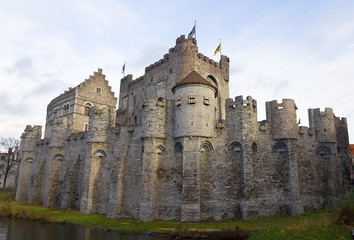Fototapeta na wymiar Gravensteen castle. Ghent, East Flanders, Belgium