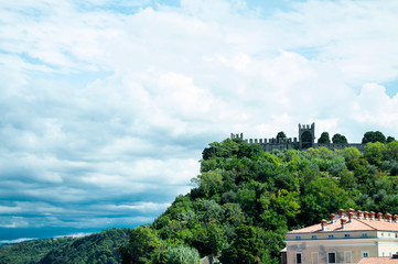 Castle on hill with towers