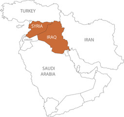 Syria Iraq vectorial map - mappa siria iraq