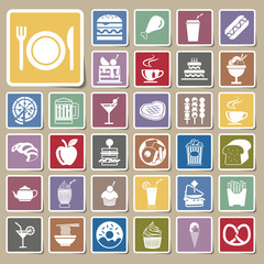vector menu food and drink icons Sticker set