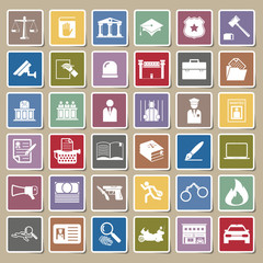 Law and police icon Sticker set