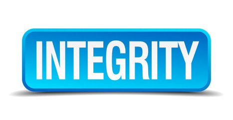 Integrity blue 3d realistic square isolated button