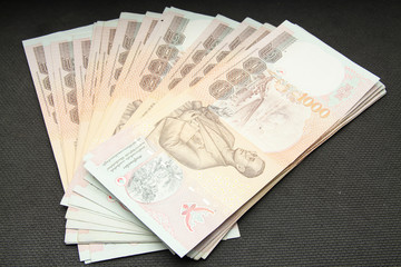 1000 thai baht banknote stack