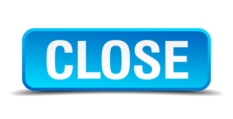 close blue 3d realistic square isolated button