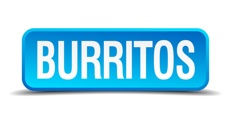 Burritos blue 3d realistic square isolated button