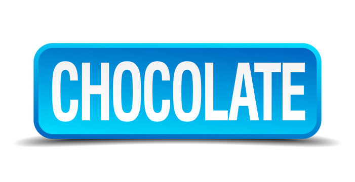 chocolate blue 3d realistic square isolated button