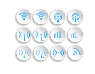 Set of different wireless 3d buttons and wifi icons