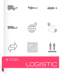 Fototapeta na wymiar Vector black logistic icons set
