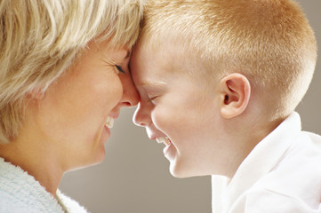 mom and son. emotional portrait