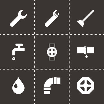 Vector black plumbing icons set