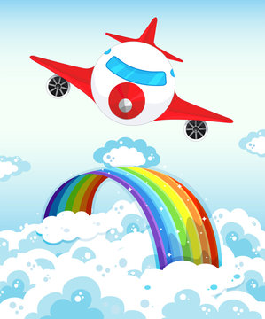 Airplane and rainbow