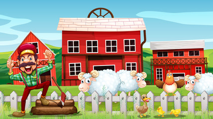 Lumberjack and barns