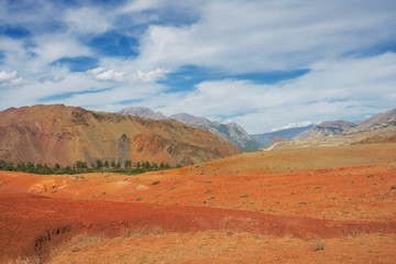 Fototapeta na wymiar Red mountains, Altai Mountains, Russia
