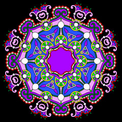 Circle lace ornament, round ornamental geometric doily pattern