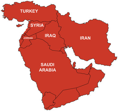Cartina Iraq Siria Medio Oriente vector de Stock | Adobe Stock