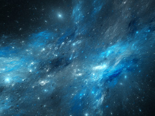 Fototapeta na wymiar Blue nebula in space