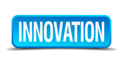 Innovation blue 3d realistic square isolated button