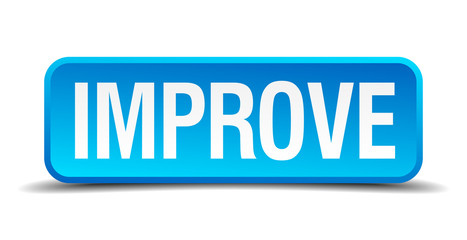 Improve blue 3d realistic square isolated button