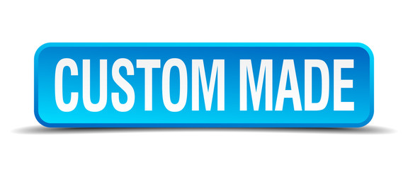 custom made blue 3d realistic square isolated button
