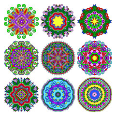 Circle lace ornament, round ornamental geometric doily pattern c