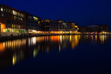 Fototapeta na wymiar Münster Hafen bei Nacht