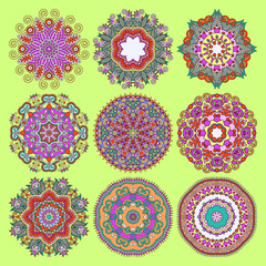 Circle lace ornament, round ornamental geometric doily pattern c