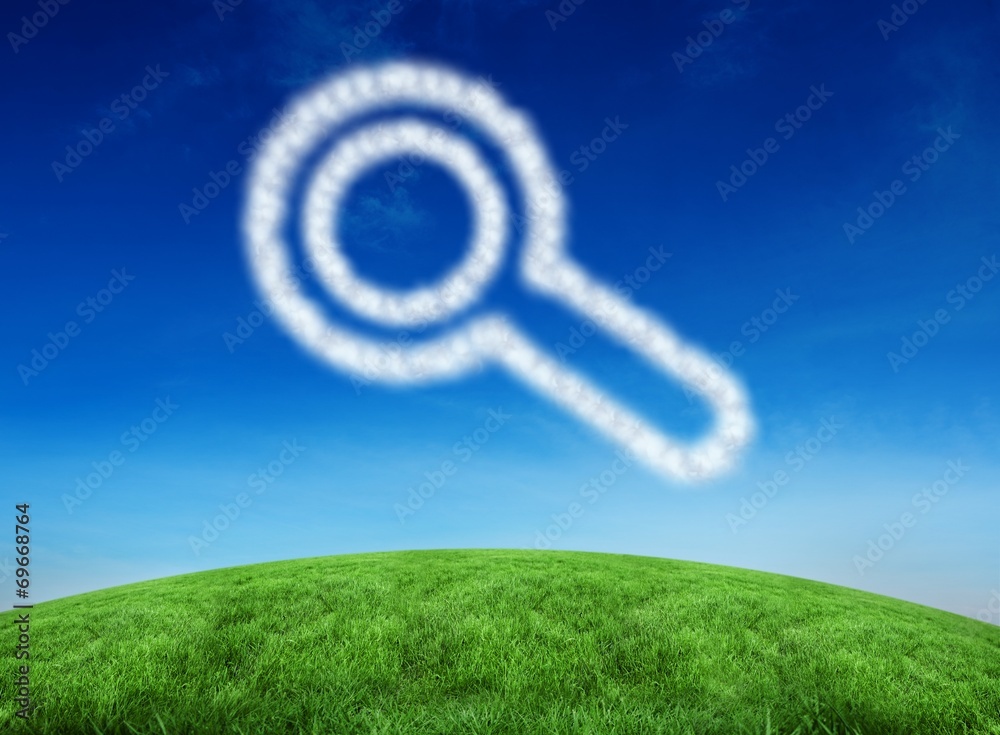 Poster Composite image of cloud in shape of magnifying glass