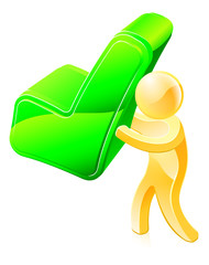 Person holding green tick