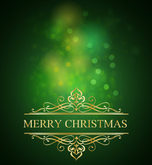 Christmas green decoration with gold