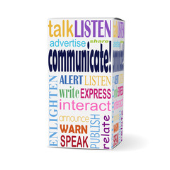 communicate word on product box